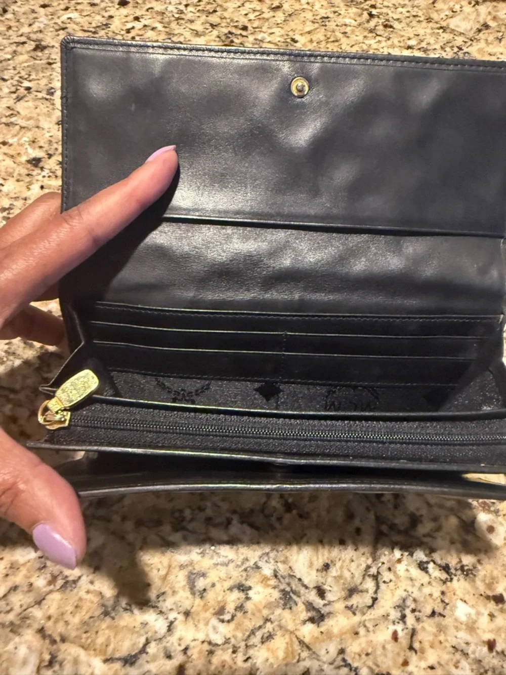 MCM Black Quilted Leather Clutch with Gold Accents - Picture 6 of 10
